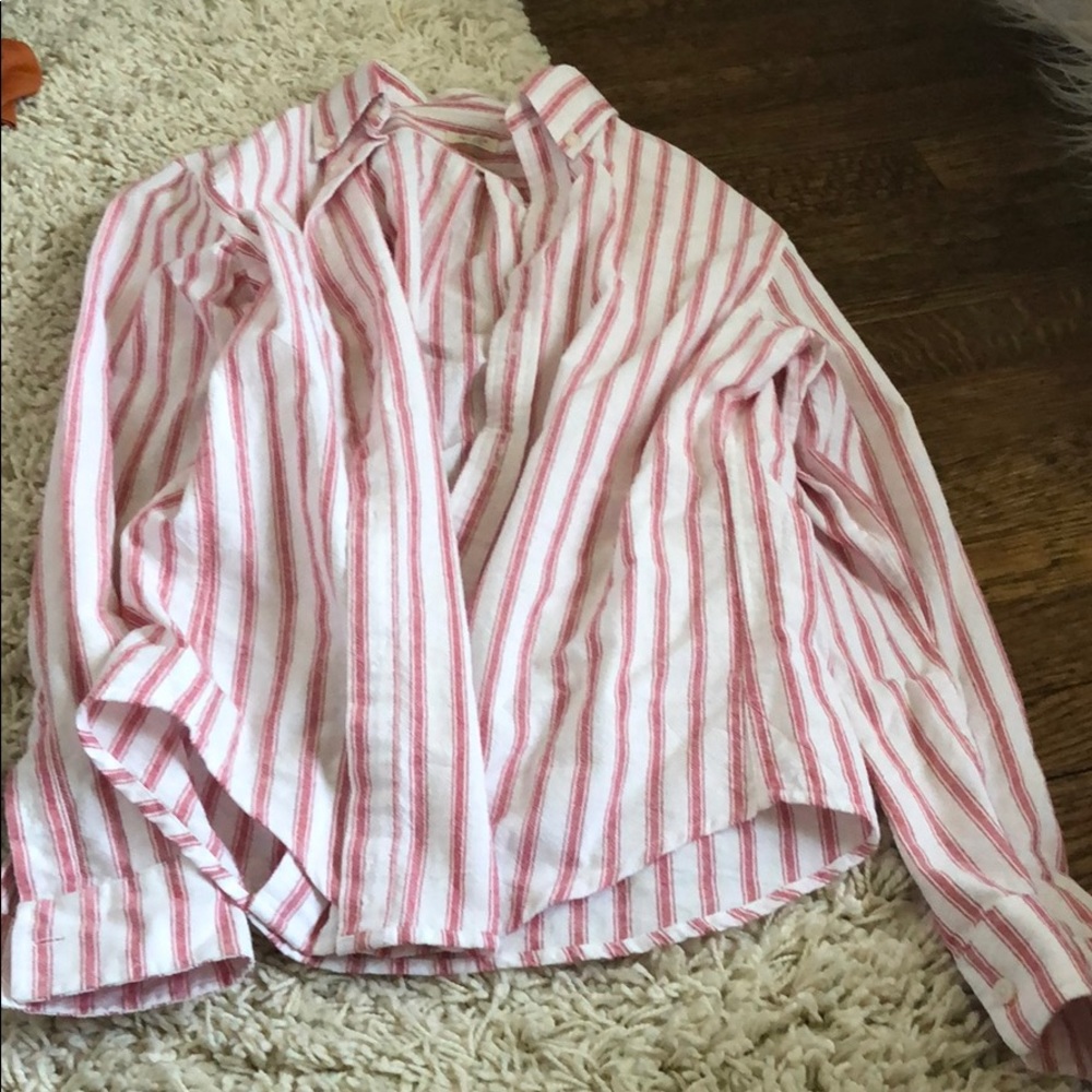 Button down red and white flannel